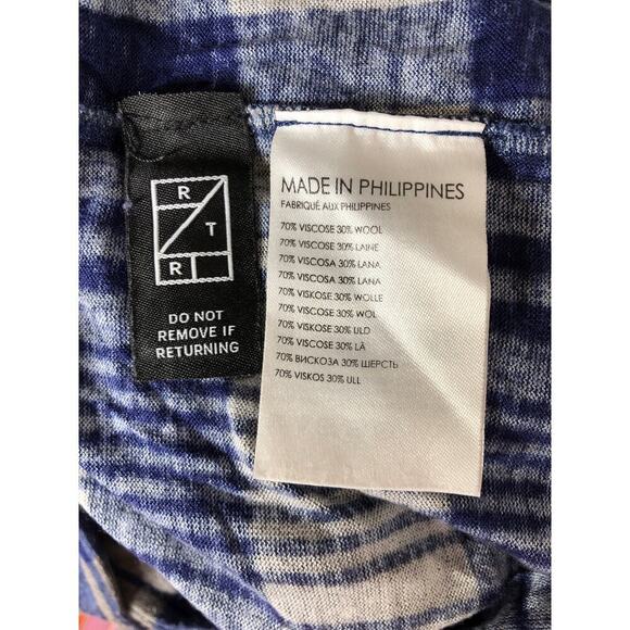 Club Monaco Julie Sweater Plaid Long Sleeve Turtleneck Wool Blend Blue & Gray S - Picture 7 of 8